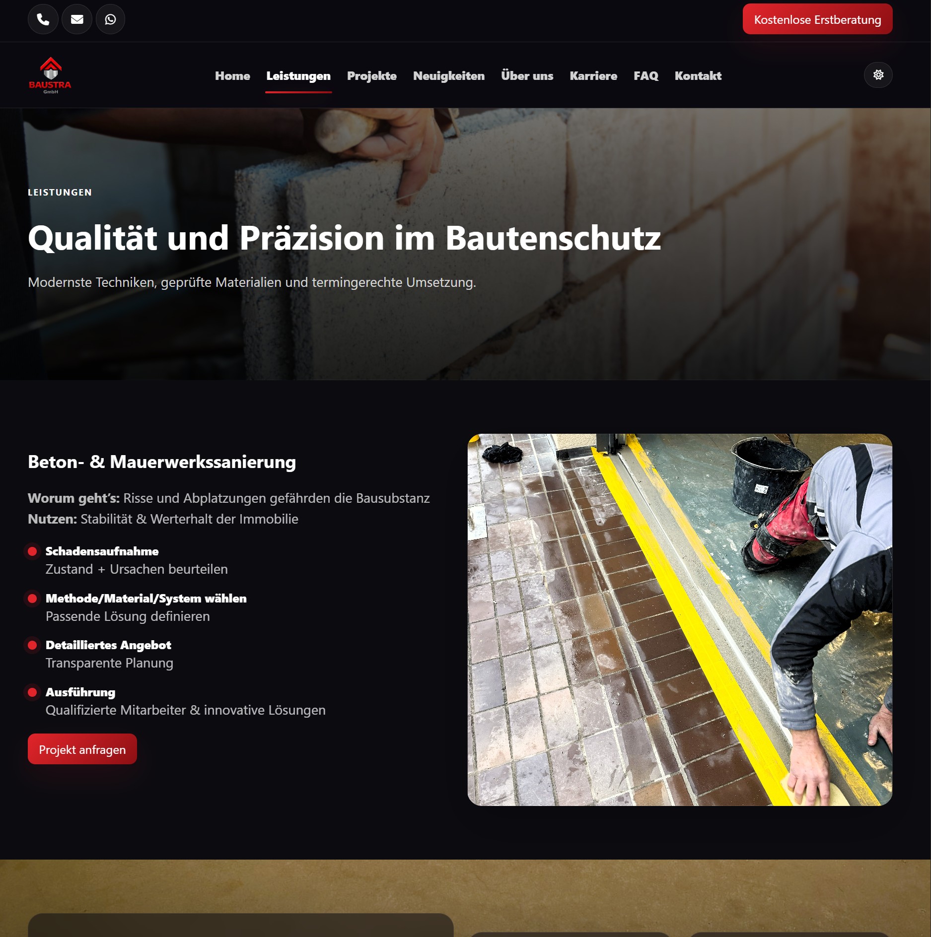 BAUSTRA Leistungsseiten-Layout