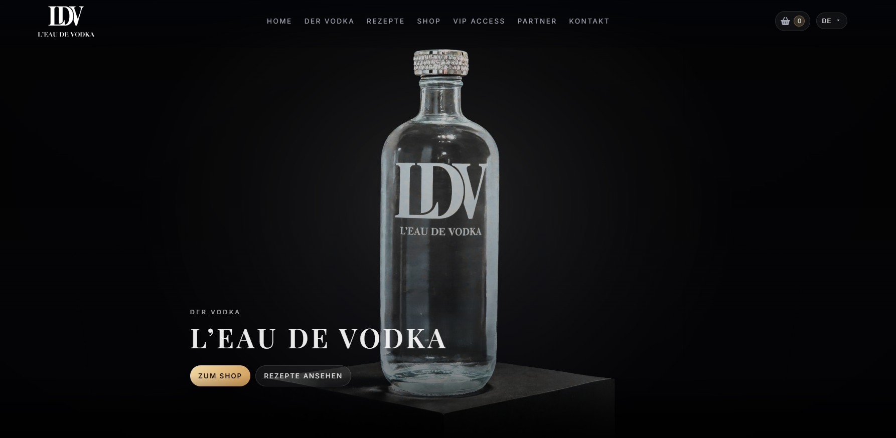 L’eau de Vodka Startseitendesign