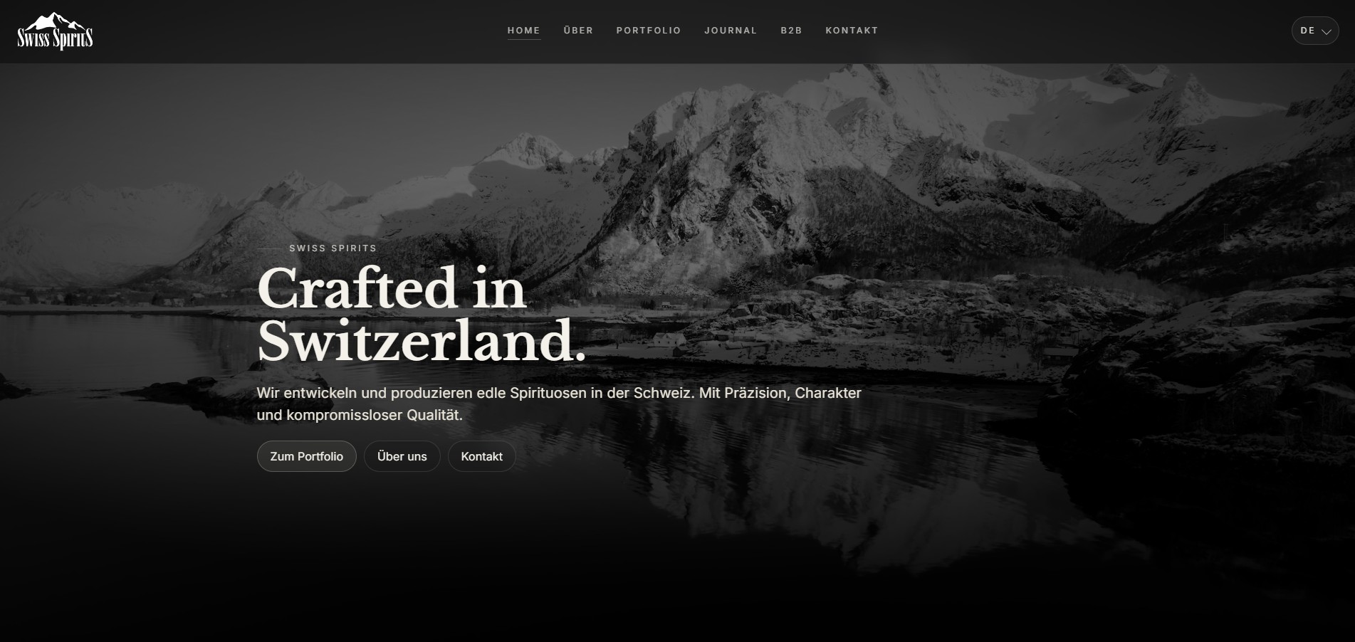 Swiss Spirits Startseitenkonzept
